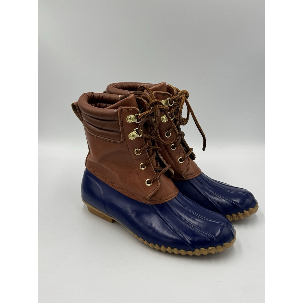 Lauren Ralph Lauren Women's Melinda Duck Boots 8B Brown Navy Leather Rubber